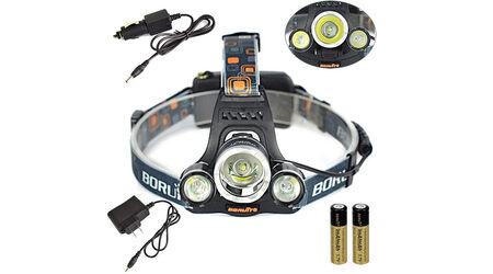 купите Светодиодный налобный фонарь Boruit HL-720 (Cree XML T6 + 2 Q5) 2200 люмен в Ставрополе